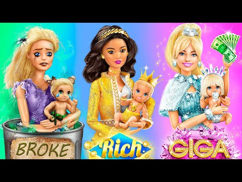 Rich, Broke and Giga Rich Barbies with Their Babies / 33 DIYs