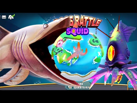 BIG BASKING SHARK (BLOOP) VS COLOSSAL SQUID BOSS (BOSS BATTLE) GIANT MONSTER SEA HUNGRY SHARK WORLD