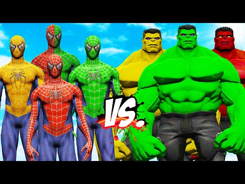 TEAM SPIDER-MAN COLOR VS TEAM HULK COLOR - EPIC SUPERHEROES WAR