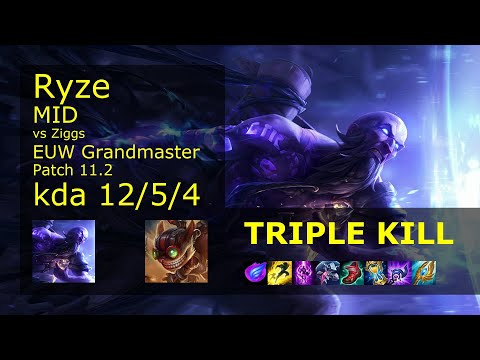 Ryze Mid vs Ziggs - EUW Grandmaster 12/5/4 Patch 11.2 Gameplay