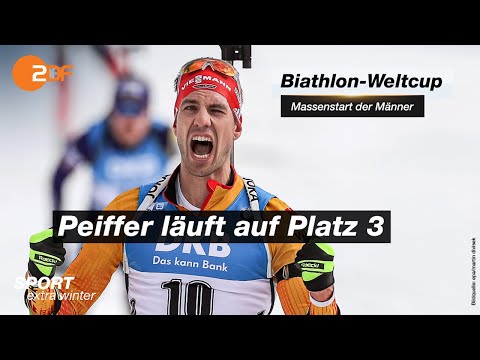 Peiffer wird Dritter beim Massenstart des Biathlon-Weltcups in Nove Mesto | SPORTextra - ZDF