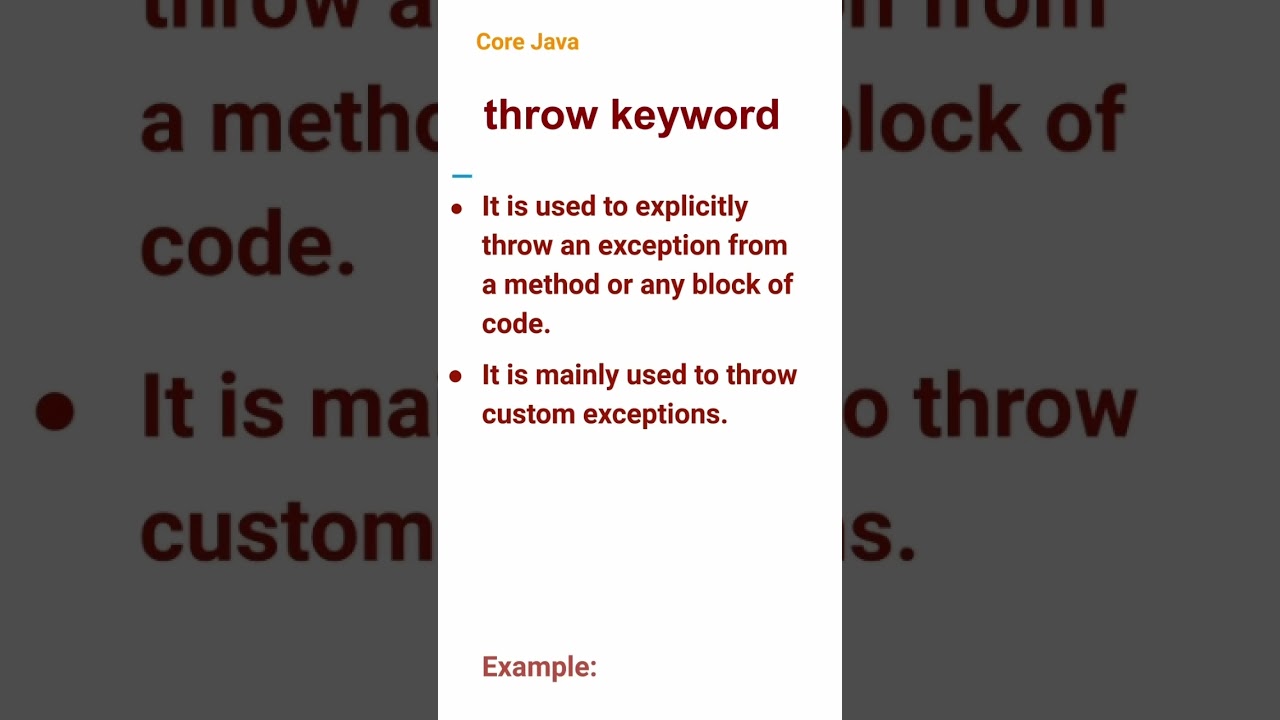 throw Keyword (39) #corejava