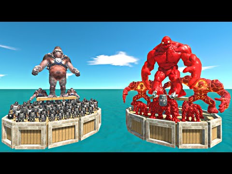 Mutant Lava Golem Team Coliseum Challenge | Mutant Primates Army vs Mutant Golem Team - ARBS