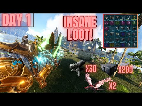 Getting INSANE loot from a DAY 1 RAID BASE - Ark Survival Evolved