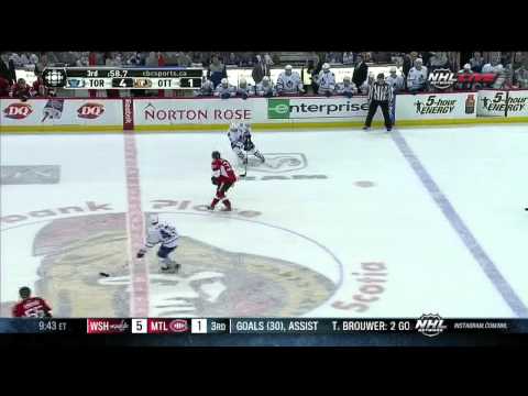 Joffrey Lupul snapshot goal 4-1 April 20 2013 Toronto Maple Leafs vs Ottawa Senators NHL Hockey