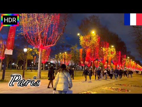 🇫🇷🎄【HDR 4K】Paris Christmas Walk - Champs-Élysées & Avenue Montaigne Christmas Light (November, 2021)