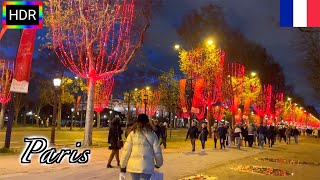 🇫🇷🎄【HDR 4K】Paris Christmas Walk - Champs-Élysées & Avenue Montaigne Christmas Light (November, 2021)