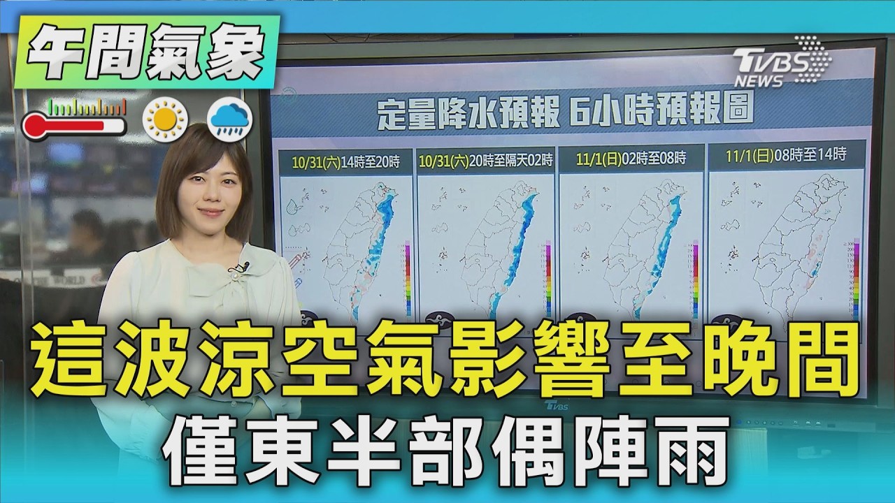 天氣/這波涼空氣影響至晚間 僅東半部偶陣雨|氣象主播 吳姝叡|午間氣象|TVBS新聞20261031 @TVBSNEWS01