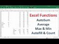 Autosum Average Max Min Count Autofill Functions Excel