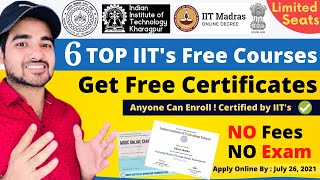 Top 6 IIT's Free Courses With Free Certificate | Short-Term Free Online Course | Students, Freshers