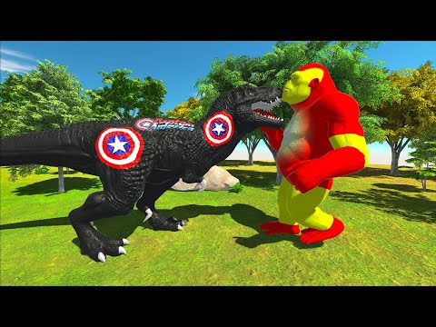 BLACK CAPTAIN AMERICA VS BLUE DRAGON GARDEN DEATH RUN - Animal Revolt Battle Simulator