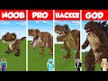 Minecraft T-REX vs GODZILLA STATUE HOUSE BUILD CHALLENGE - NOOB vs PRO vs HACKER vs GOD / Animation