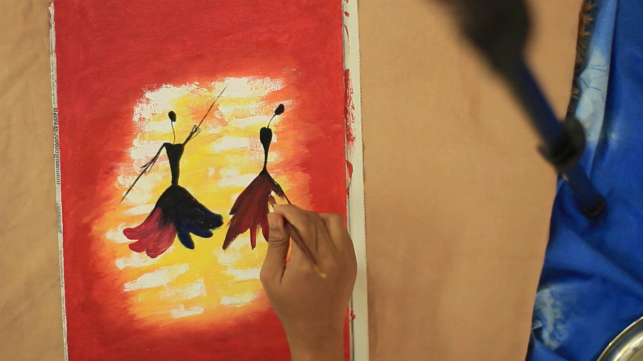 Acrylic painting 'Two Dancers' on canvas