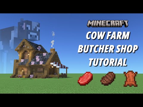 Minecraft Cow Farm / Butcher Shop Tutorial [Aesthetic Farm] [2k60p]