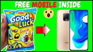 OMG Got 😱 Free Mobile inside in Good Luck Snacks ! (free mobile inside) Unboxing & Review in Hindi