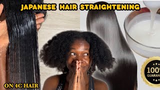 The results were unexpected😯| I tried viral Japanese straightening hair treatment on my type 4 hair