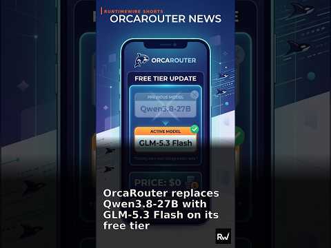 OrcaRouter заменяет Qwen3.8-27B на GLM-5.3 Flash в бесплатном тарифе #Shorts