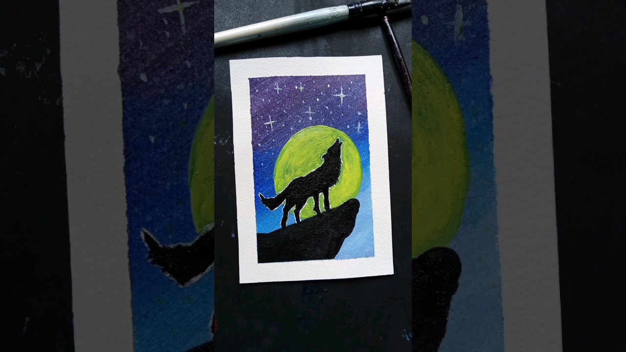 🌟❤️Night Wolf Small Drawings❤️#shorts #satisfying #art #drawing #wolf #easy #small #painting