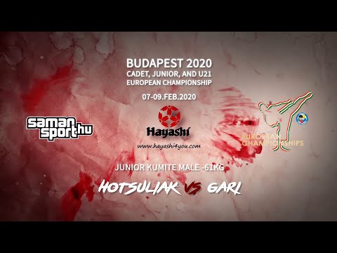 Karate WKF 2020 Budapest - Hotsuliak Oleksii vs Gari Ryan - Junior Kumite Male -61kg Final
