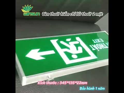 Đèn exit đèn thoát hiểm chỉ lối thoát 2 mặt YIFEI nhôm kính Cạnh vuông góc YF-1023