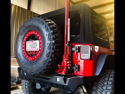 Motobilt JK Spare Tire Carrier with Tag Relocation Kit & Universal High Lift Jack Mount!