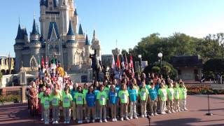 Children&#39;s Choir Sings &quot;it&#39;s a small world&quot; at Cinderella Castle