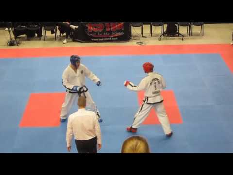 ITF World Cup Brighton 2012   Mens Team Sparring   Steven Legrow Canada vs Germany