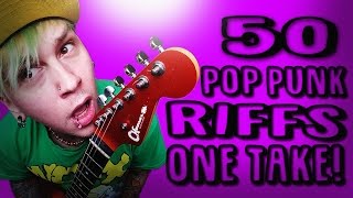 50 Pop Punk Guitar Riffs In One Take! Guitar and Bass