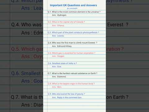 Important GK Questions and Answers in English #gk #education #history