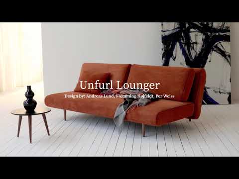 Unfurl Dark Wood Lounger Sofa Bed with Cushions by Innovation Living