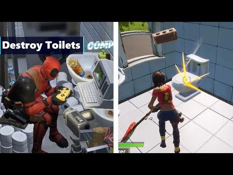 Find Deadpool's Toilet Plunger & Destroy Toilets Locations - Fortnite