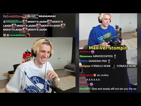xQc Dies Laughing at m0xyy trolling xQc while iRacing