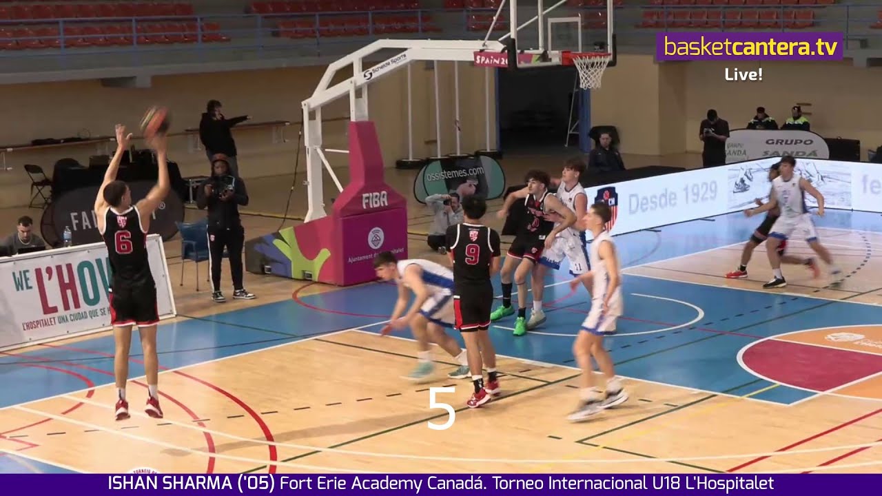 ISHAN SHARMA ('05) Fort Erie Academy Canadá: 8 TRIPLES en partido U18 L'Hospitalet #BasketCantera.TV