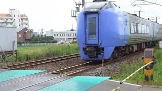 preview picture of video '千歳線 恵み野駅付近のスーパー北斗とDF200貨物  Near the Megumino sta. in Hokkaido Japan.'