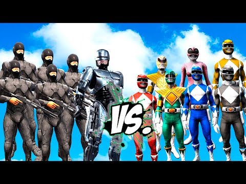 ROBOCOP ARMY & ROBOCOP 1987 vs POWER RANGERS (ROBOCOPS vs MIGHTY MORPHIN POWER RANGER) - EPIC BATTLE