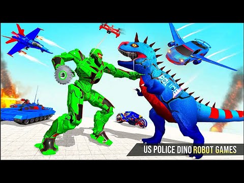 Police Dino Tank Car Jet Robot Games 2022: Yellow Robot - Android iOS Gameplay