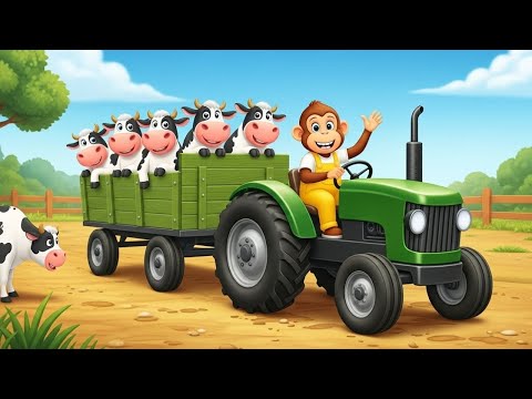 Farm Work: Cow Trapped in Mud!!! Monkey Uses Excavator to Save Her