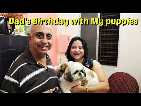 My Dad's Birthday with My puppies