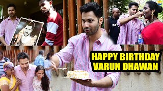 Varun Dhawan celebrates his Bday with Media, Women's who came from village