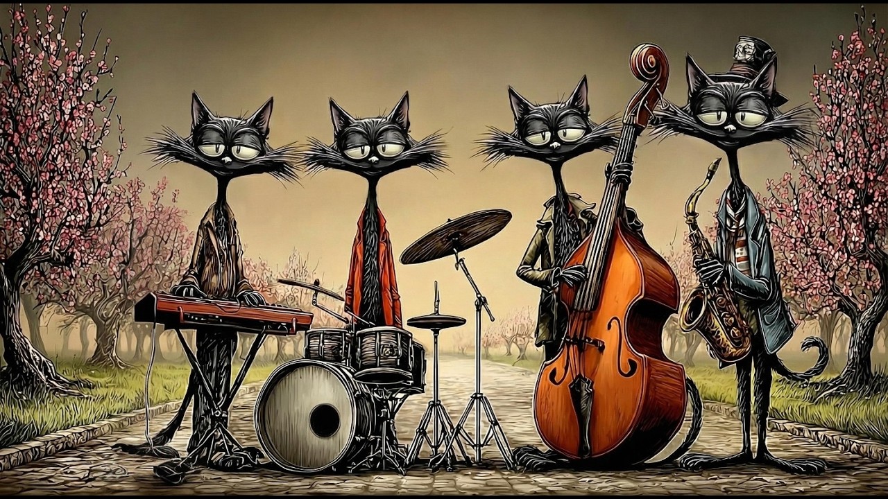 Smooth Spring Park Jazz — Low-End Vintage Blues Under Cherry Blossoms