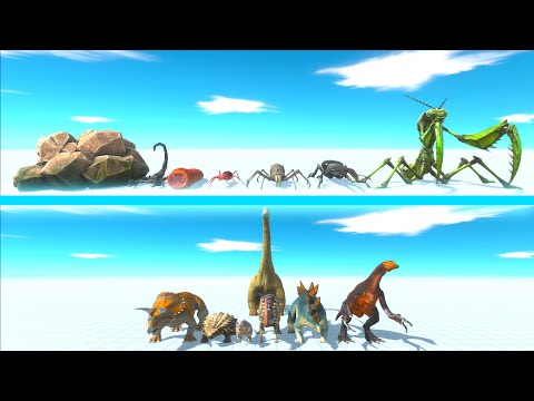 GIANT INVERTEBRATES Team vs HERBIVORE DINOSAURS Team - Animal Revolt Battle Simulator ARBS