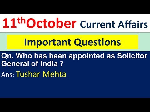 11th October 2018 Current Affairs | Today's Current Affairs in English By Abhishek Thakur