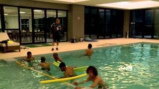 Veja o treino na piscina desta segunda