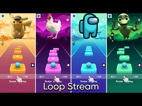 Pikachu vs Chicken vs Among Us vs Green Alien - Piano Music Hop (Loop Stream)
