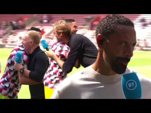 Cristiano Ronaldo pranks Rio Ferdinand 😂 and hugs Paul Scholes and Liverpool legend - Peter Crouch