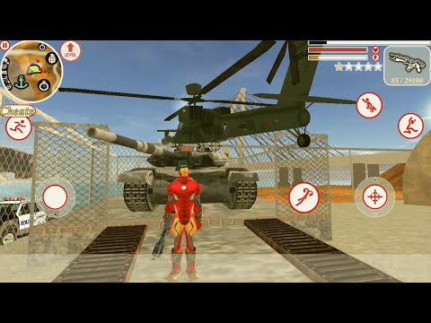 Iron Rope Hero - Ironman Vegas Crime Simulator | Helicopter is Top of Tank - Android GamePlay HD