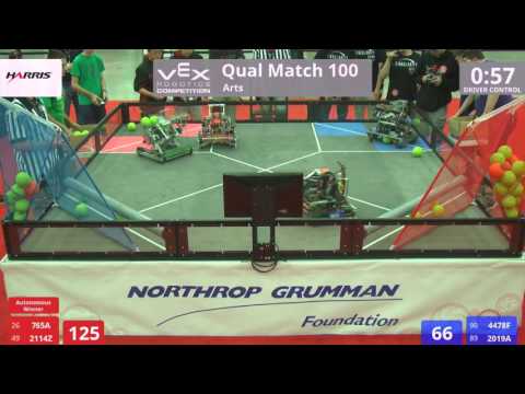 VEX Worlds 2016 - VRC High School - Arts - Qual 100 (765A 2114Z) 228 vs 180 (4478F 2019A)