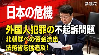 北村晴男弁護士が指摘する日本の危機。外国人犯罪の不起訴問題と北朝鮮への資金流出。法務省の甘すぎる対応を猛追及！#北村晴男 #日本保守党 #国会 #切り抜き 