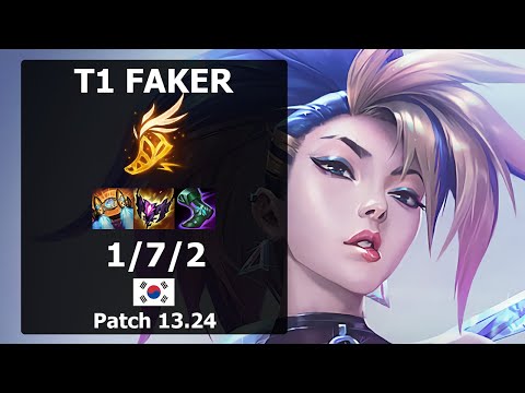 T1 Faker Akali MID vs Annie| Patch 13.24 KR Challenger