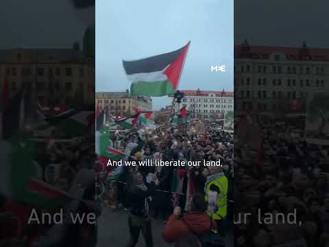 Pro-Palestine protesters in Malmo sing Swedish band Kofia’s pro-Palestine song